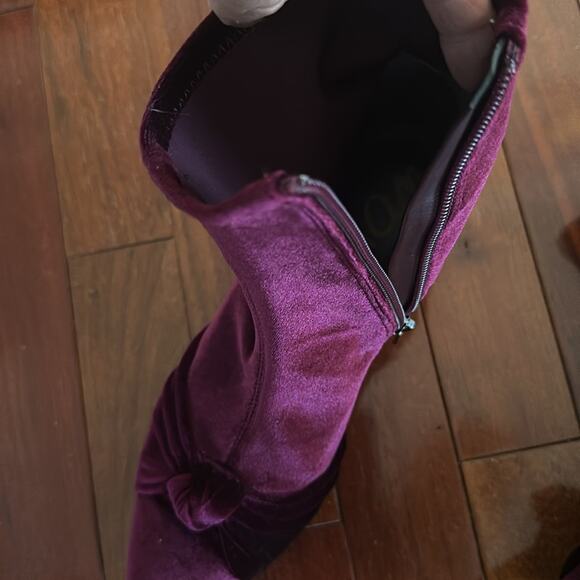 Sam Edelman Velvet Booties Kitten Heel Keena Holiday Glam Party Side Zipper Knot - Picture 5 of 7